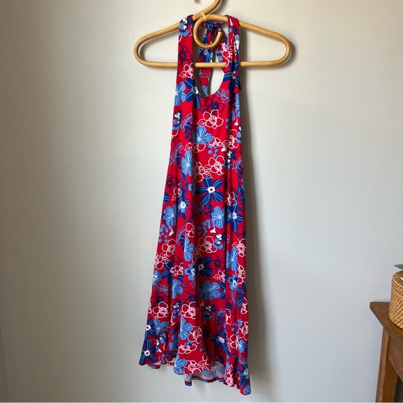 Vintage Mickey Mouse Floral Red and Blue Halter Top Dress Women’s Small - Picture 1 of 4